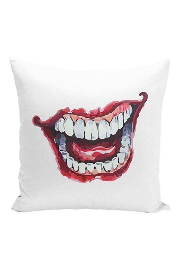 Joker Laugh Printed Decorative Pillow White/Red 16x16inch