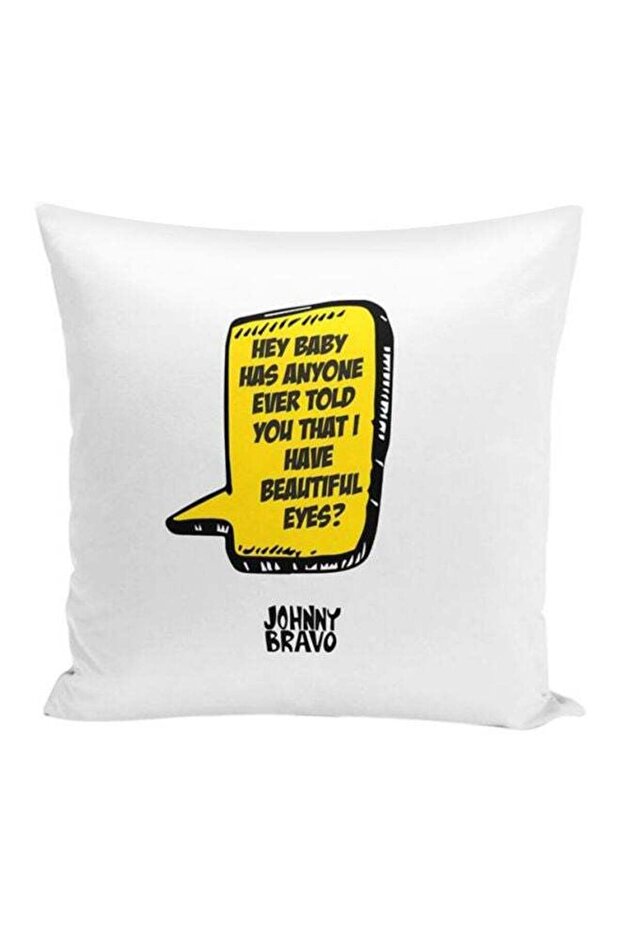 Johny Bravo Quote Throw Pillow White/Yellow/Black 16x7x16inch