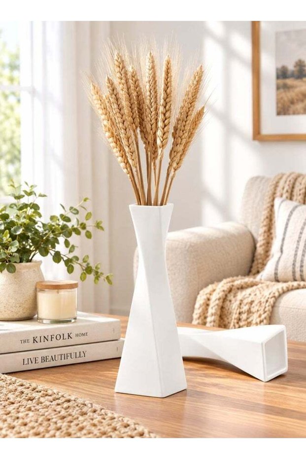 White Vases for Decor Ceramic Vases for Home Decor Accent, Farmhouse Vase Sets for Decor, Rustic Ce