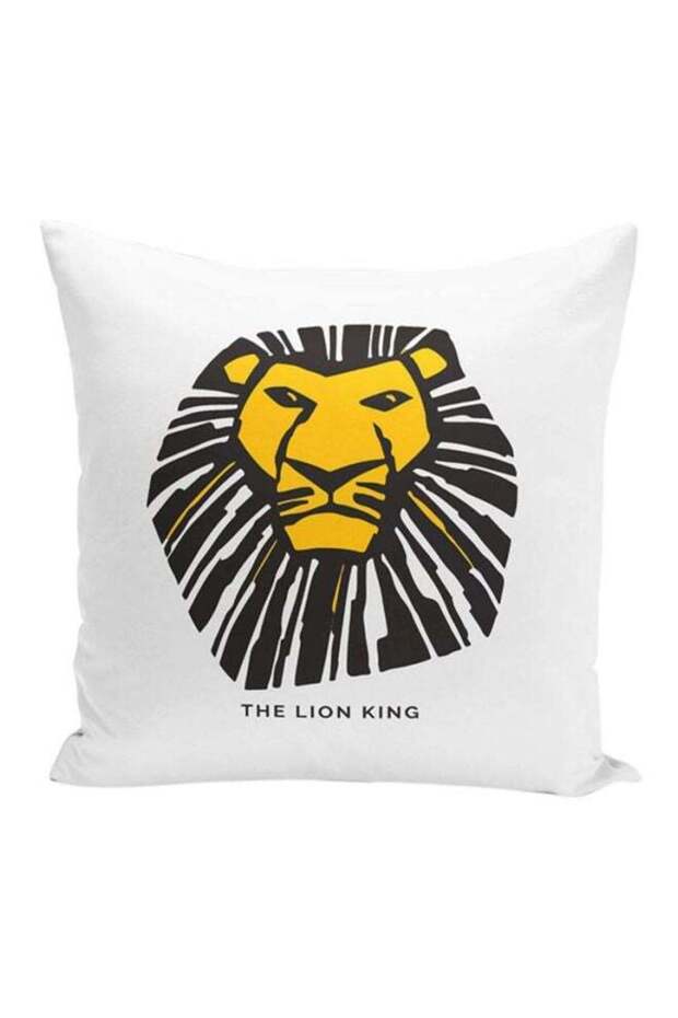 Lion King Printed Throw Pillow White/Black/Yellow 16x7x16inch