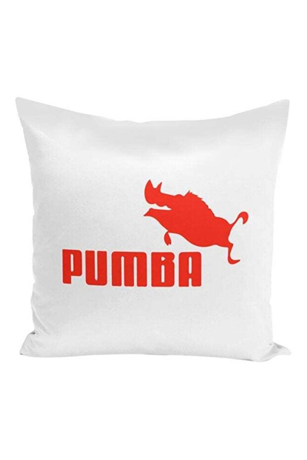 Pumba Funny Throw Pillow White/Red 16x16inch