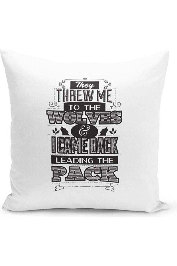 Lead The Pack Quote Decorative Pillow White/Black