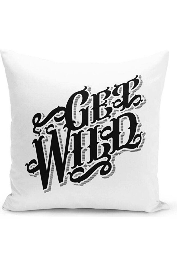 Get Wild Quote Printed Decorative Throw Pillow White/Black 40x40cm
