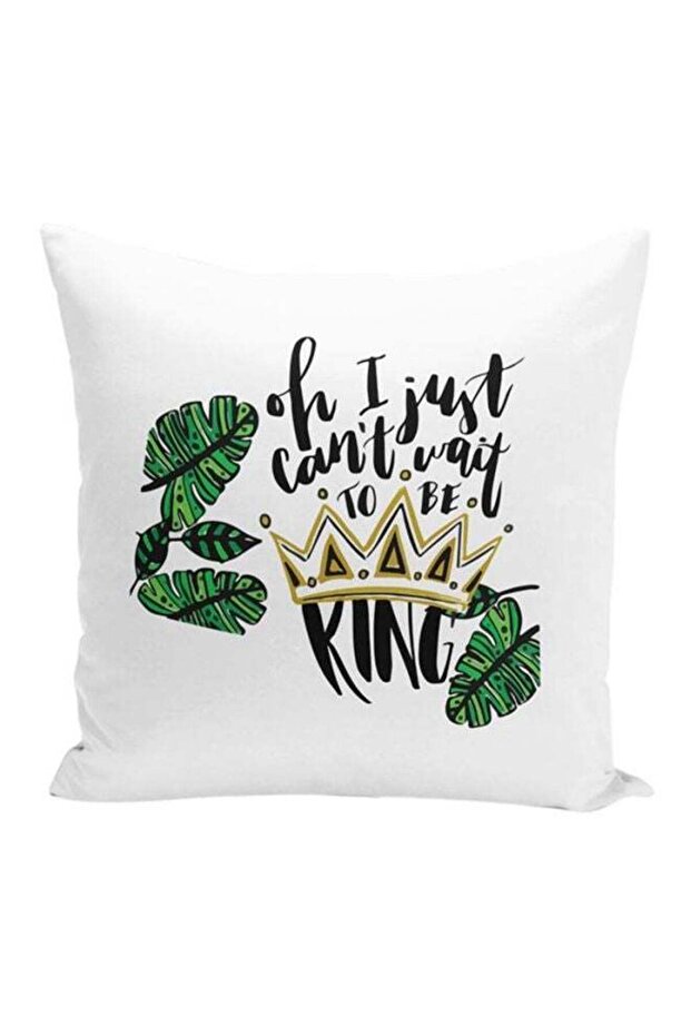 Printed Decorative Pillow White/Black/Green 16x16inch