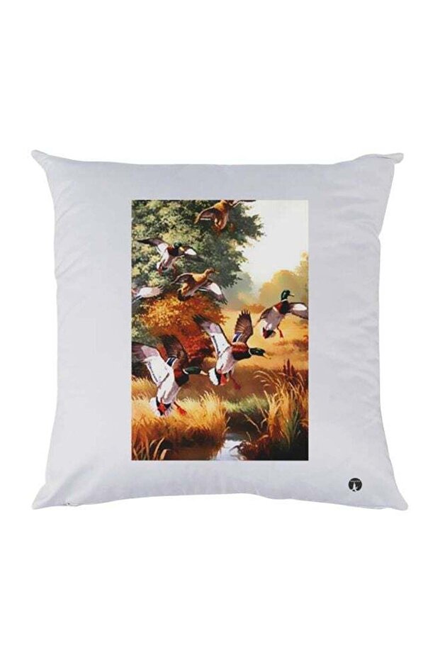 Birds Themed Throw Pillow White/Green/Brown 30x30cm