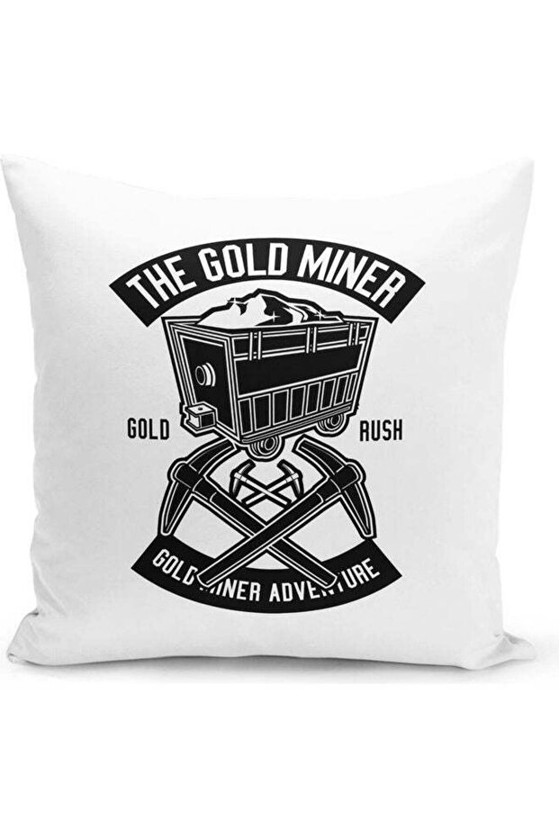 Gold Miner Decorative Throw Pillow White/Black