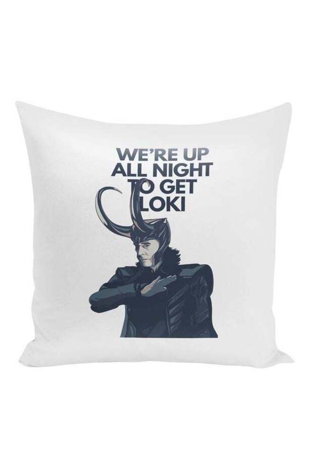 Avengers Quote Printed Decorative Pillow White/Blue/Grey 16x16inch