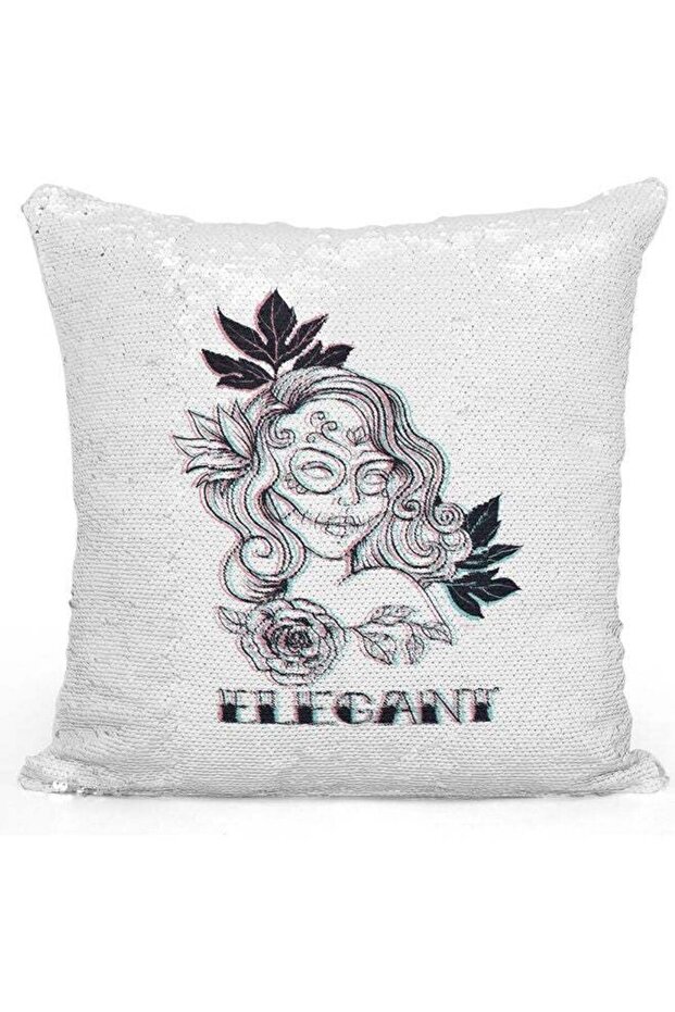 Elegant Style Themed Sequin Decorative Throw Pillow White/Black/Silver 40x40cm