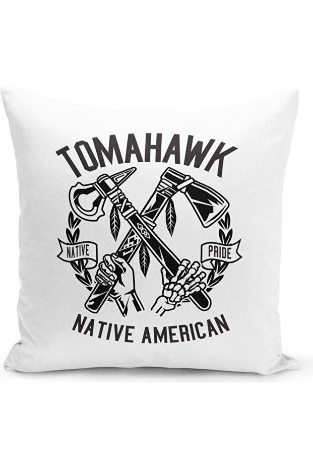 Tomahawk Design Decorative Pillow White/Black