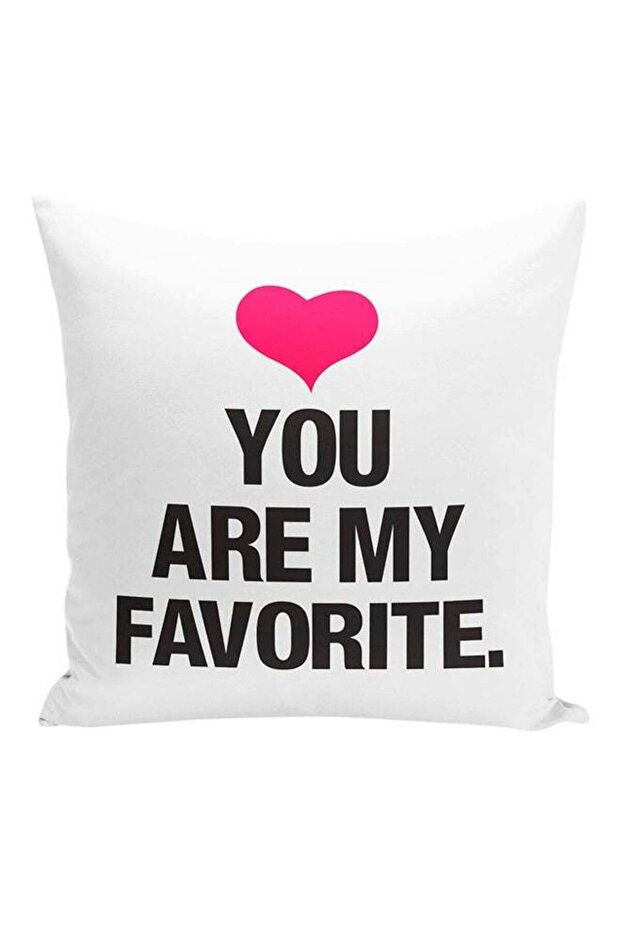 You Are My Favorite Decorative Pillow White/Black/Pink 16x16inch