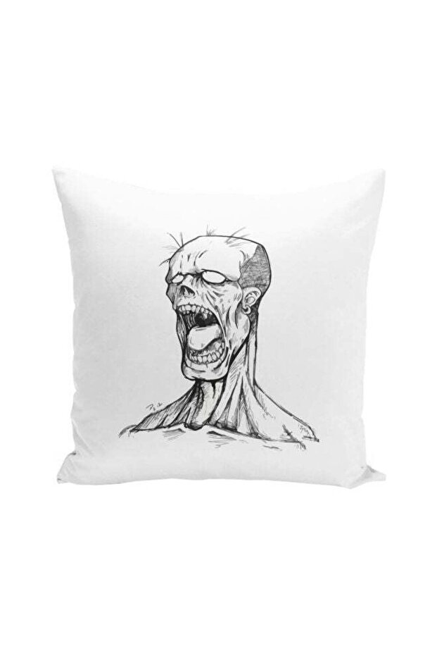 Cool Zombie Printed Throw Pillow White/Black 16x16inch