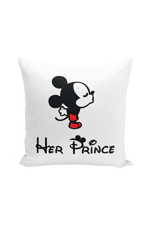 Mickey Mouse Printed Decorative Pillow Black/Red/White 16x16inch
