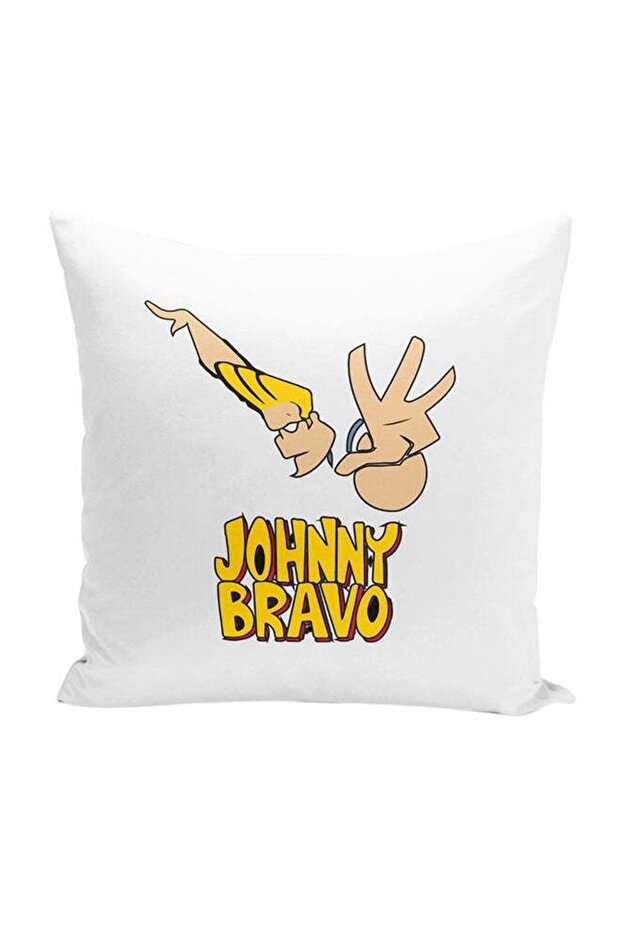 Classic Johny Bravo Decorative Throw Pillow White/Yellow/Black 16 x 16inch