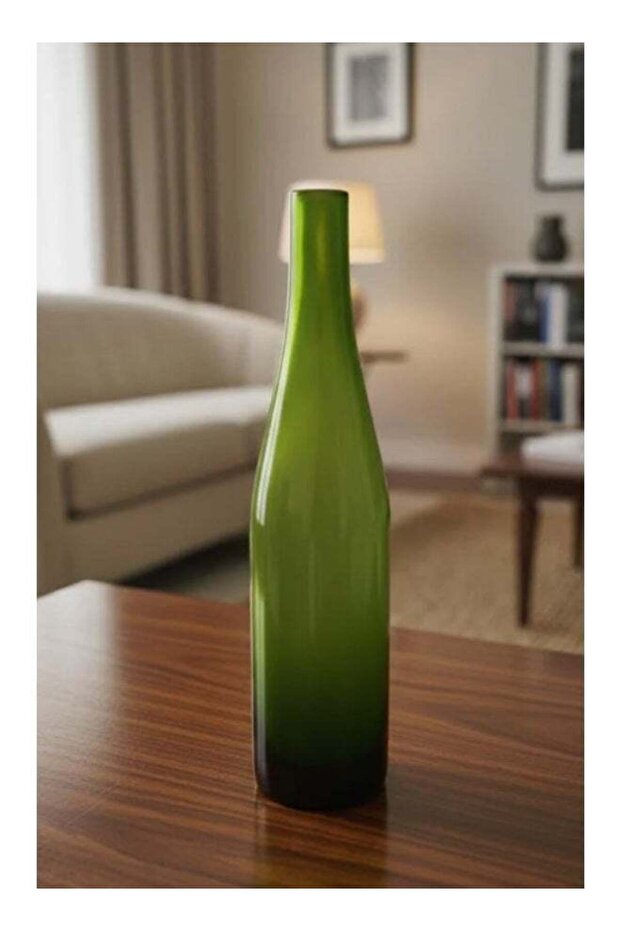 AKDC Green Bottle-Shape Glass Vase – Sleek Tall Decorative Accent – 29×6.5 cm