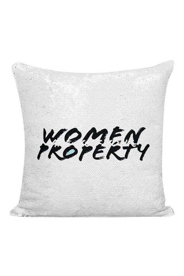Decorative Printed Sequineded Pillow White/Black 16x16inch