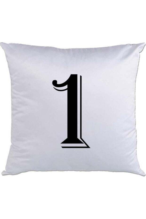1-Printed Decorative Pillow White/Black 40 x 40cm