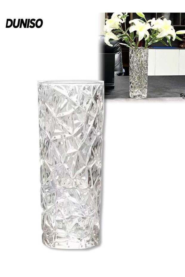 Glass Vase,Large Flower Vase,Clear Decorative Flower Vases,Easy to Clean,for Home, Office, Wedding