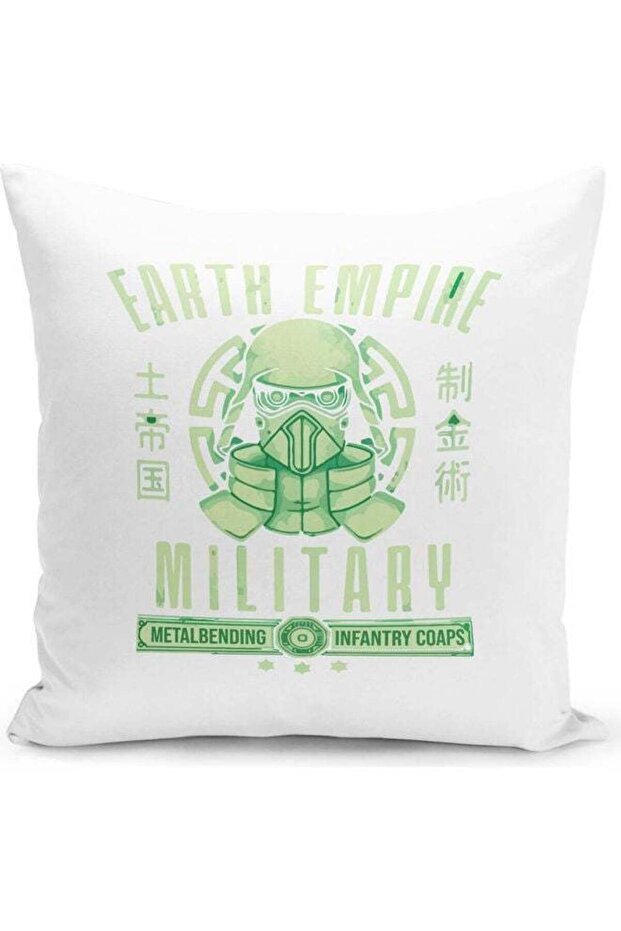 Metal Bending Infantry Earth Empire Themed Throw Pillow White/Green 16x16inch