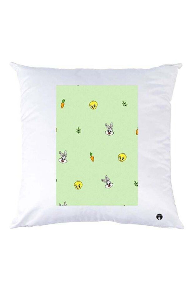 Cartoon Printed Throw Pillow White/Green/Yellow 30x30cm