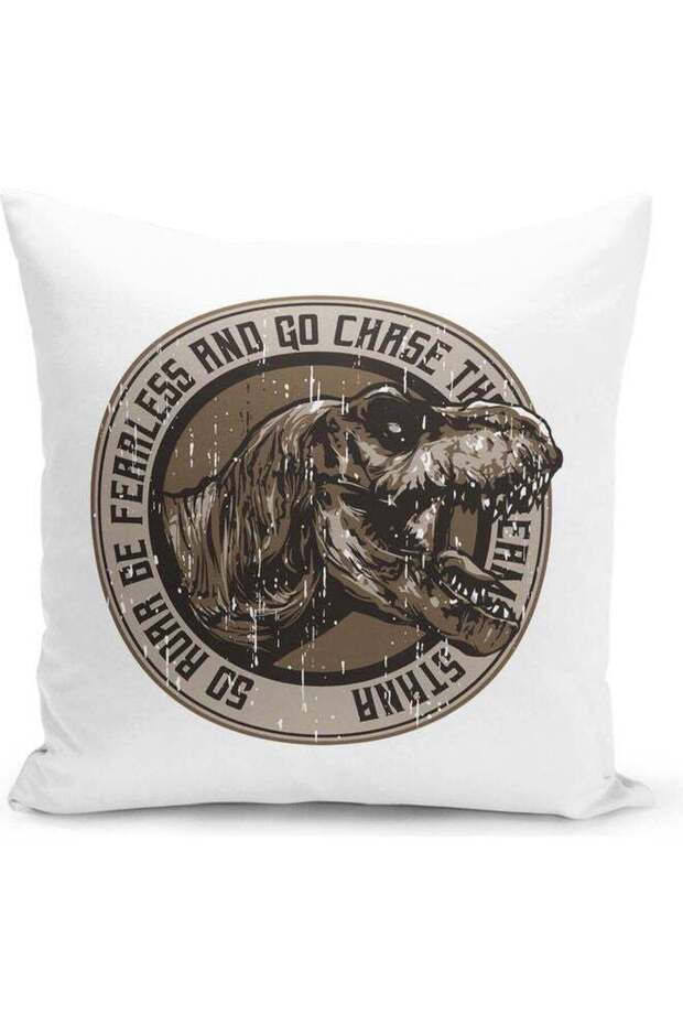 Realistic T-Rex Themed Decorative Throw Pillow White/Grey 40x40cm