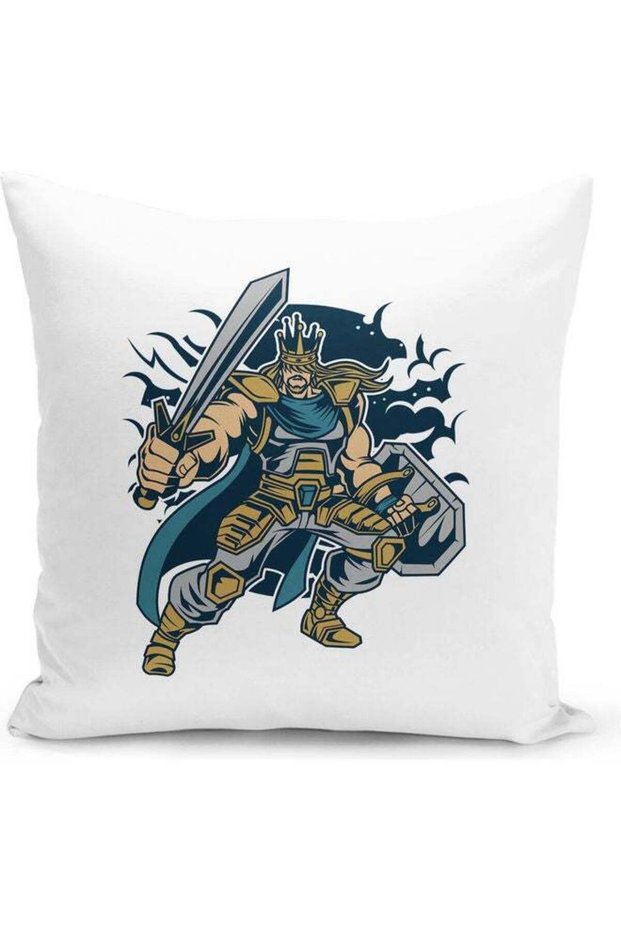 Samurai Sword Themed Decorative Throw Pillow Multicolour 40x40cm