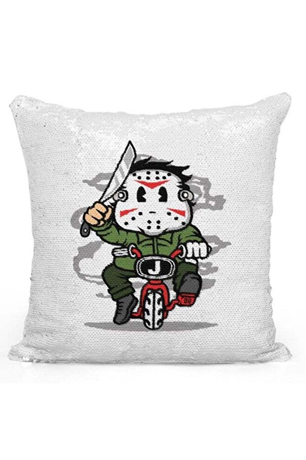 Horror Printed Decorative Pillow White/Green/Red 40x40cm