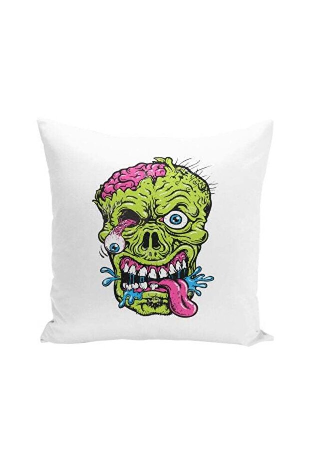 Funk Zombie Classic Printed Throw Pillow White/Green/Pink 16x16inch