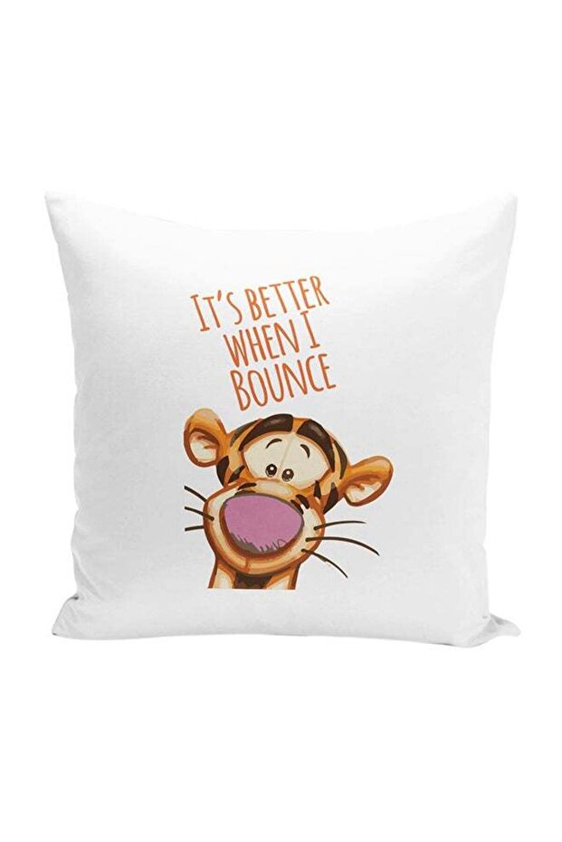 Tigger Quote Bounce Jump Decorative Throw Pillow White 16 x 16inch