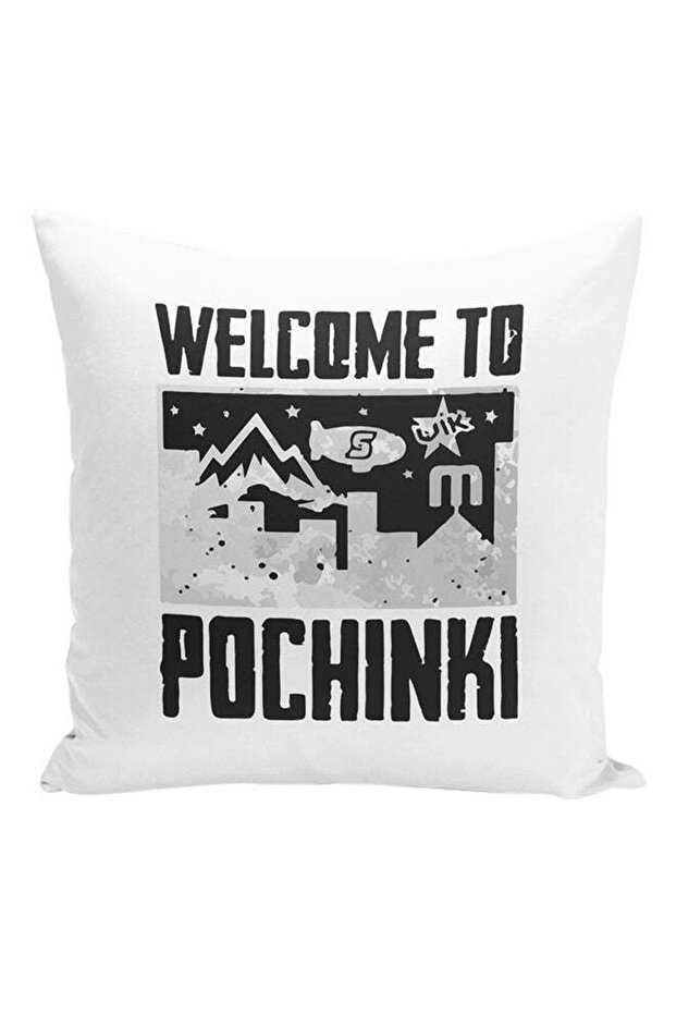 Welcome To Pocinki Printed Cushion White/Black 16x16inch