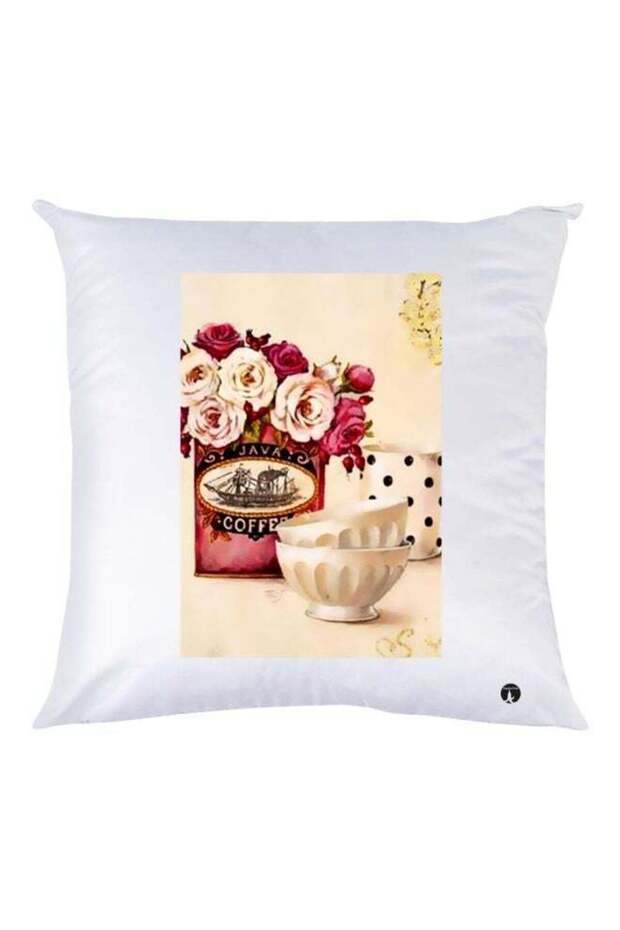Rose Flower Printed Decorative Throw Pillow White/Beige/Red 30x30cm