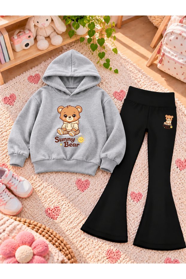Girl's Hooded Sweatshirt Spanish Style Leggings Set Printed 3 Yarn Rastered Winter Set