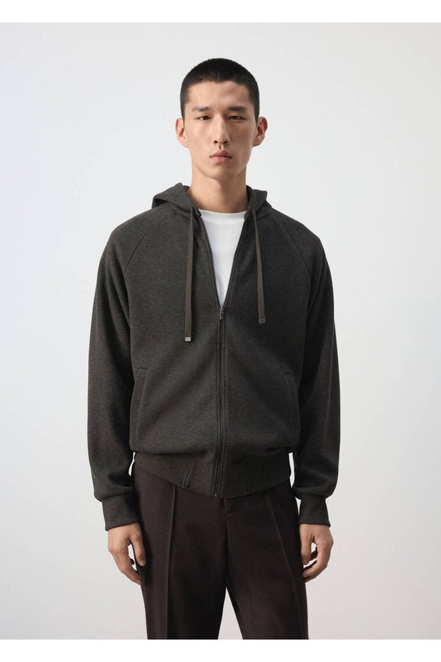 Fermuarlı kapüşonlu sweatshirt