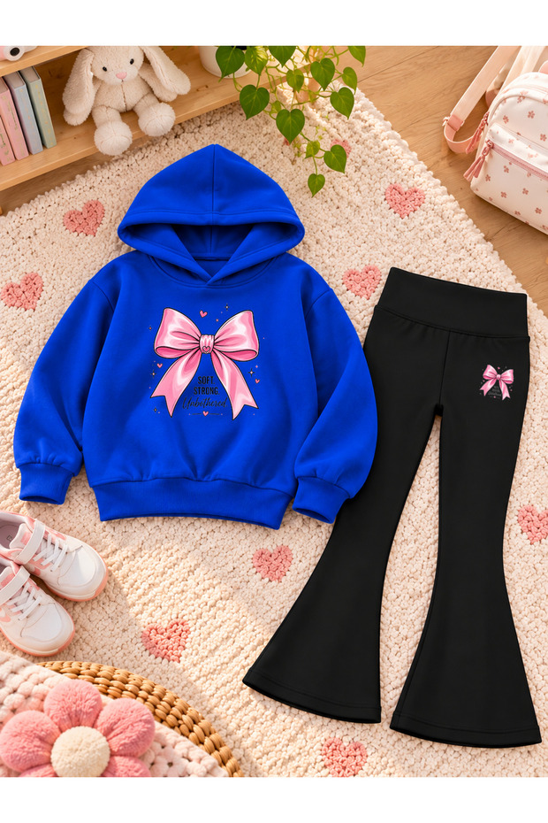 Girl's Hooded Sweatshirt Spanish Style Leggings Set Printed 3 Yarn Rastered Winter Set