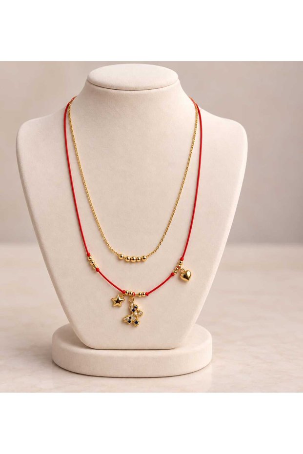Double Row Butterfly Figured Necklace