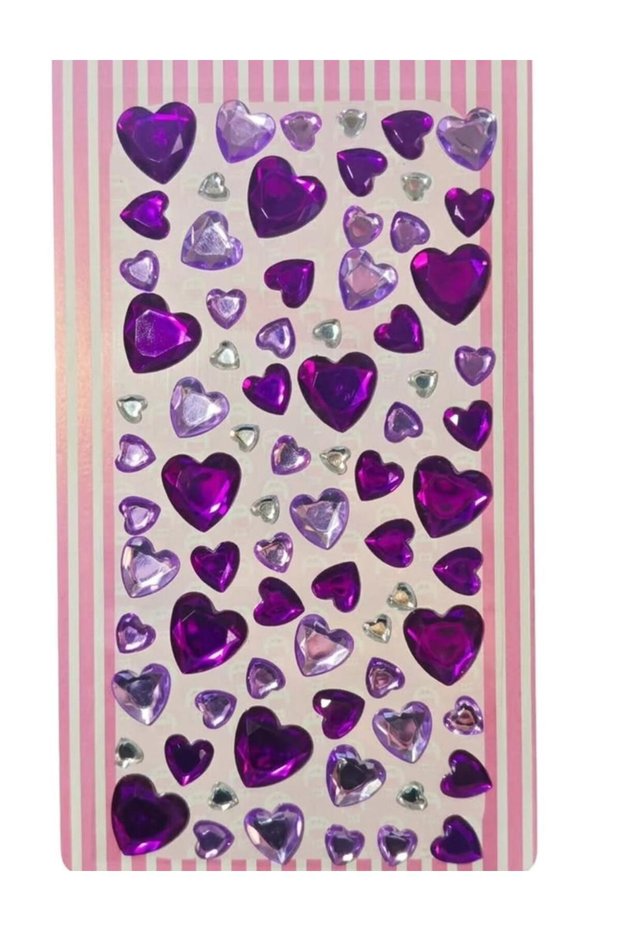 Heart Purple Lilac Nail Art Hair Face Nail Notebook Book Decor Embellishment Beddazzling Kit Supplies