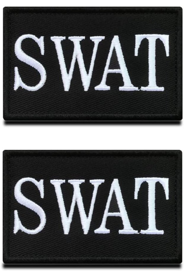 Zcketo 2 Pieces SWAT Special Weapons and Tactics Police Military Embroidered Applique Hook & Loop SWAT Police Emblem Patch for Attach to Clothes Jackets Jean Hat Vest Dogs Harness Collect