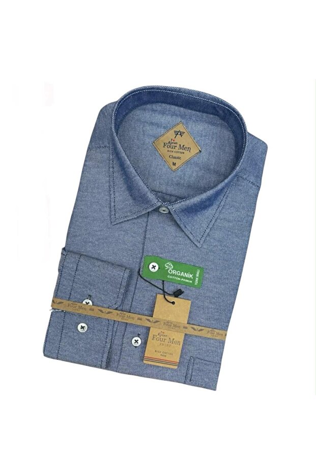 Men's Classic Wide Cut Long Sleeve Pocket Oxford Cotton Shirt