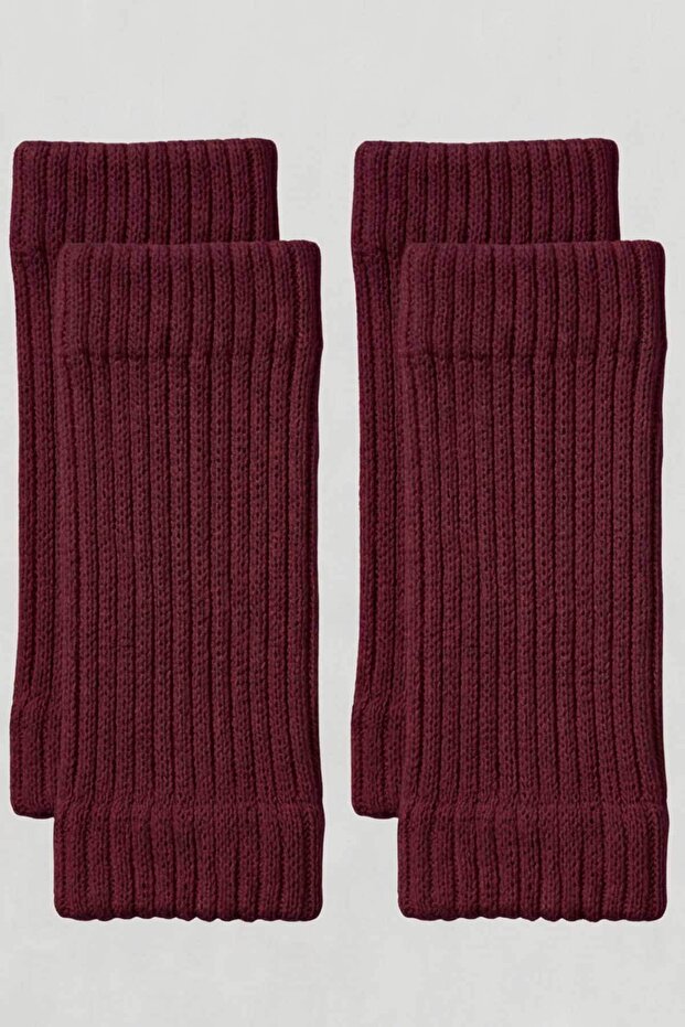 2 Pairs of Women's Short Ribbed Knit Accessory Leg Warmers