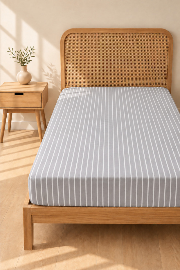 Lines Premium Non-Padded Single Elastic Sheet 100X200 cm