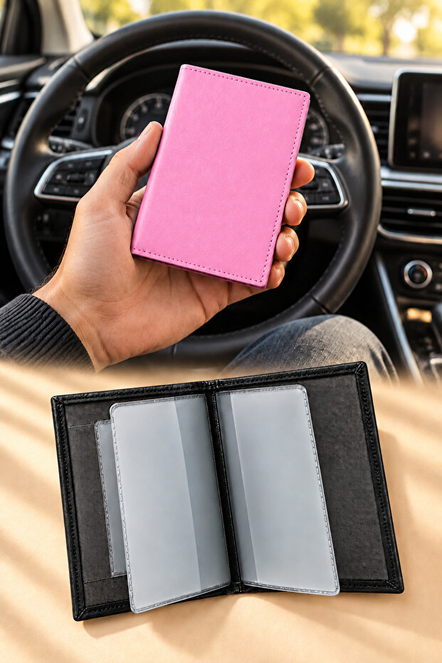 Car License Holder Wallet - Car License Case - Car License Protector - License Protection Case - License Wallet (Pink)