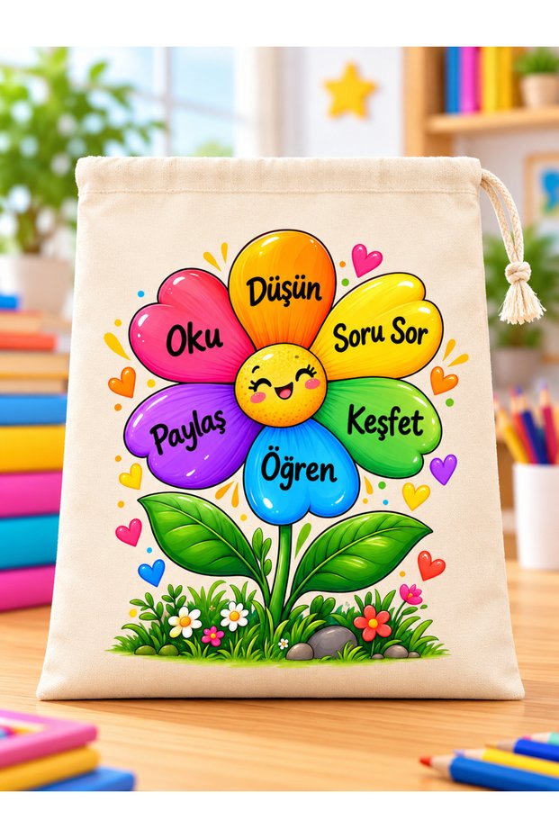 Book Pouch 20X30 cm Printed Fabric Pouch – Book Carrying Pouch for School, Students and Children Floral Themed