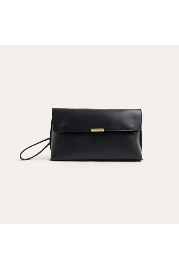 Women's Black Leather Look Portfolio Bag