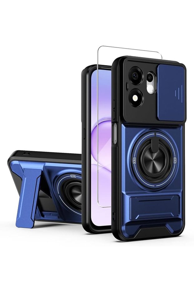 غطاء حماية لهاتف Honor X7e Plus 5G مع واقي للشاشة، غطاء حماية منزلق للكاميرا، متوافق مع Mi