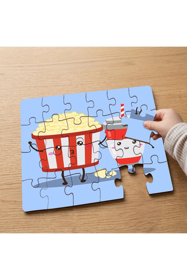 24 Piece Wooden Children's Puzzle with Popcorn and Drink Design Mpk0390