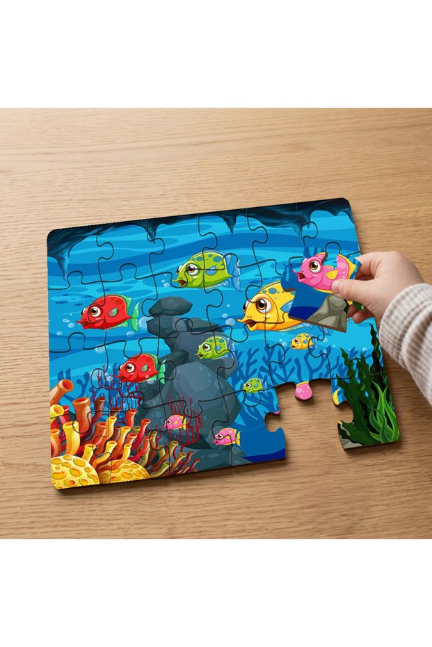Undersea Creatures - 24 Piece Wooden Children's Puzzle with Colorful Fish Design Mpk0828