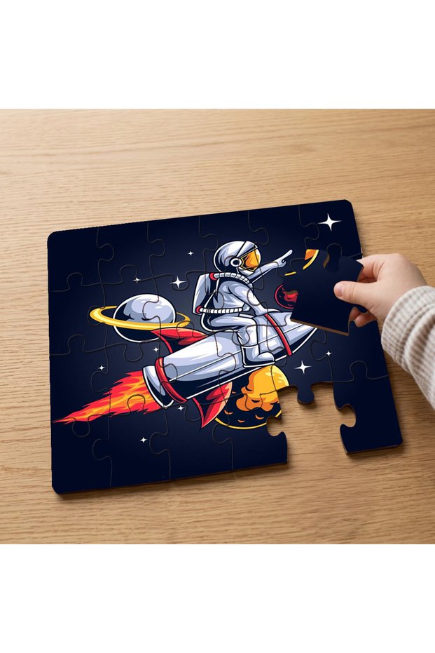 24 Piece Wooden Children's Puzzle with Astronaut Design on a Spaceship Mpk1084