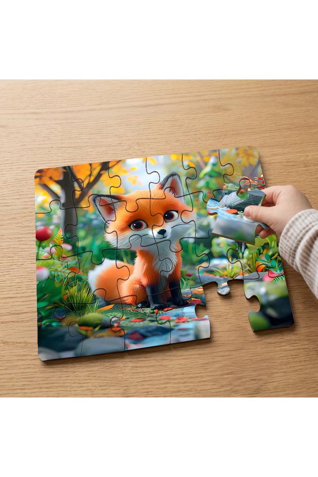 24 Piece Wooden Children's Puzzle with Cute Baby Fox Design Mpk0011