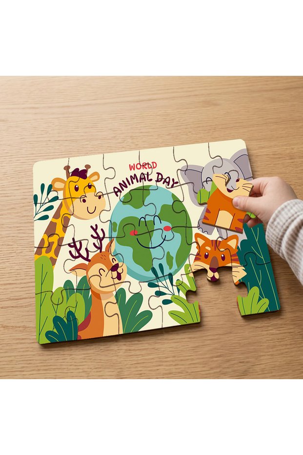 24 Piece Wooden Children's Puzzle with Cute Amazon Animals Design Mpk0038
