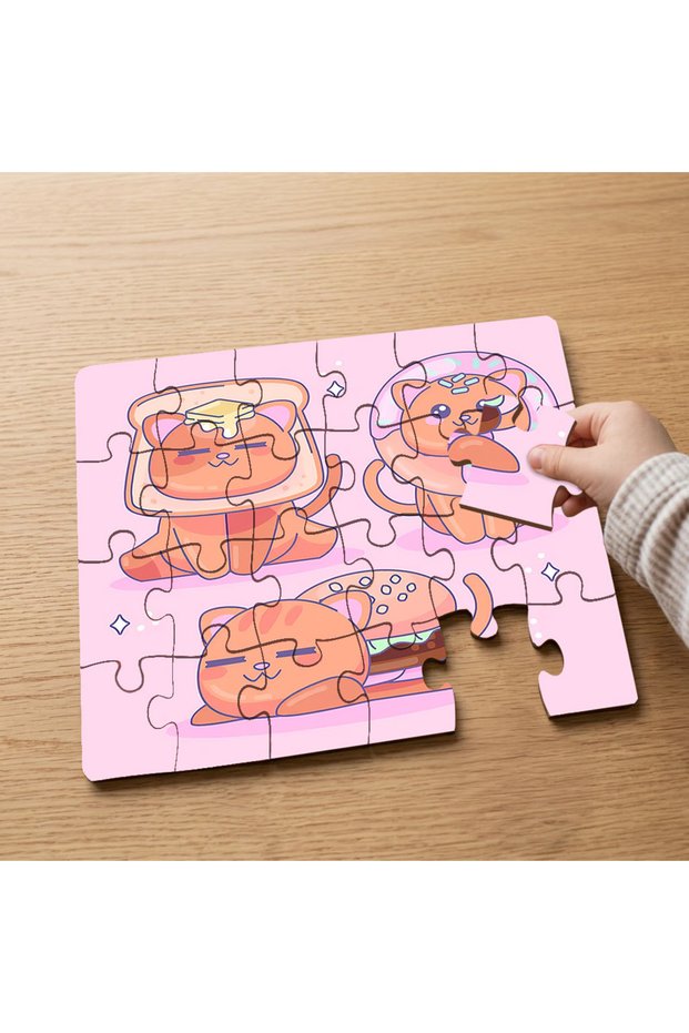 24 Piece Wooden Children's Puzzle with Kawaii Cats Design Mpk0698