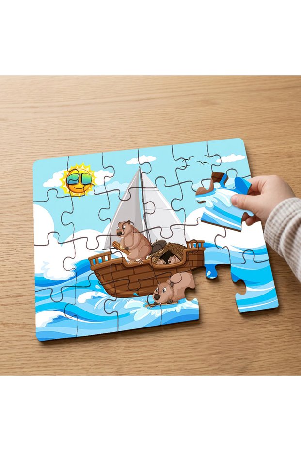 24 Piece Wooden Children's Puzzle with Aquatic Animals Design Mpk0868